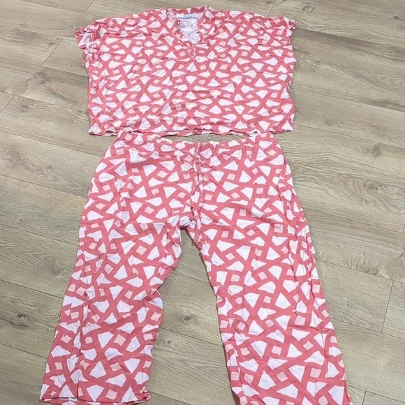 N Natori 2 piece Soho Geo print Challis Pajama Set Size XL - Picture 3 of 13
